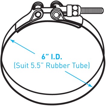 Exhaust T Bolt Clamp (Standard), Stainless Steel - Suits 5.5" Hose